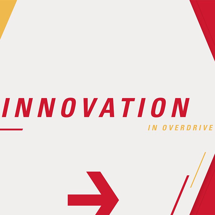 Text graphic that reads Innovation in Overdrive