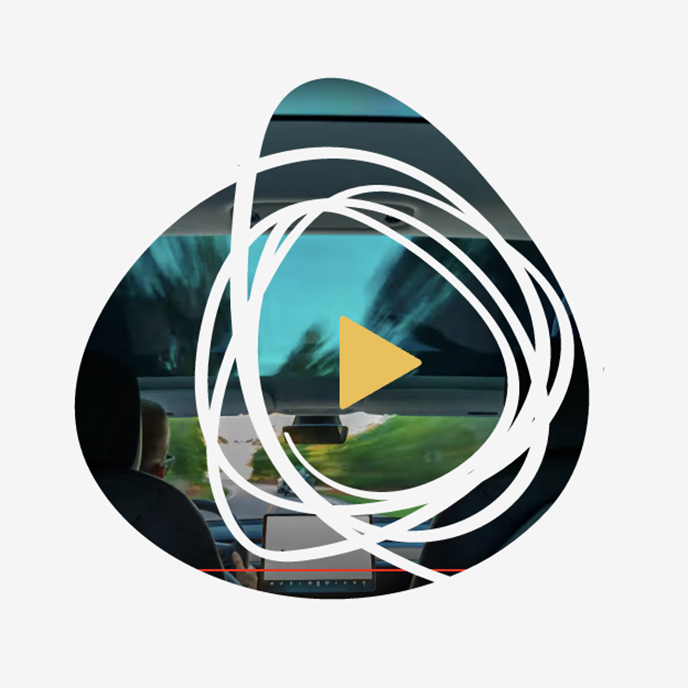 Graphic of the Innovation at Iowa State circular scribble with a video play button